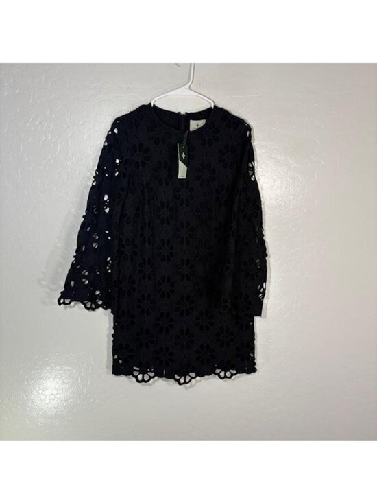 Tuckernuck Dresses & Skirts - Tuckernuck Dress Womens XS Black Floral Crochet Lace Shift 3/4 Sleeve Party